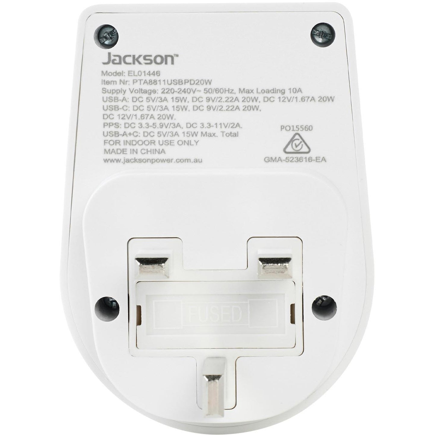 Jackson MOVE Rapid Charge PD20W USB-C/A Outbound Travel Adaptor