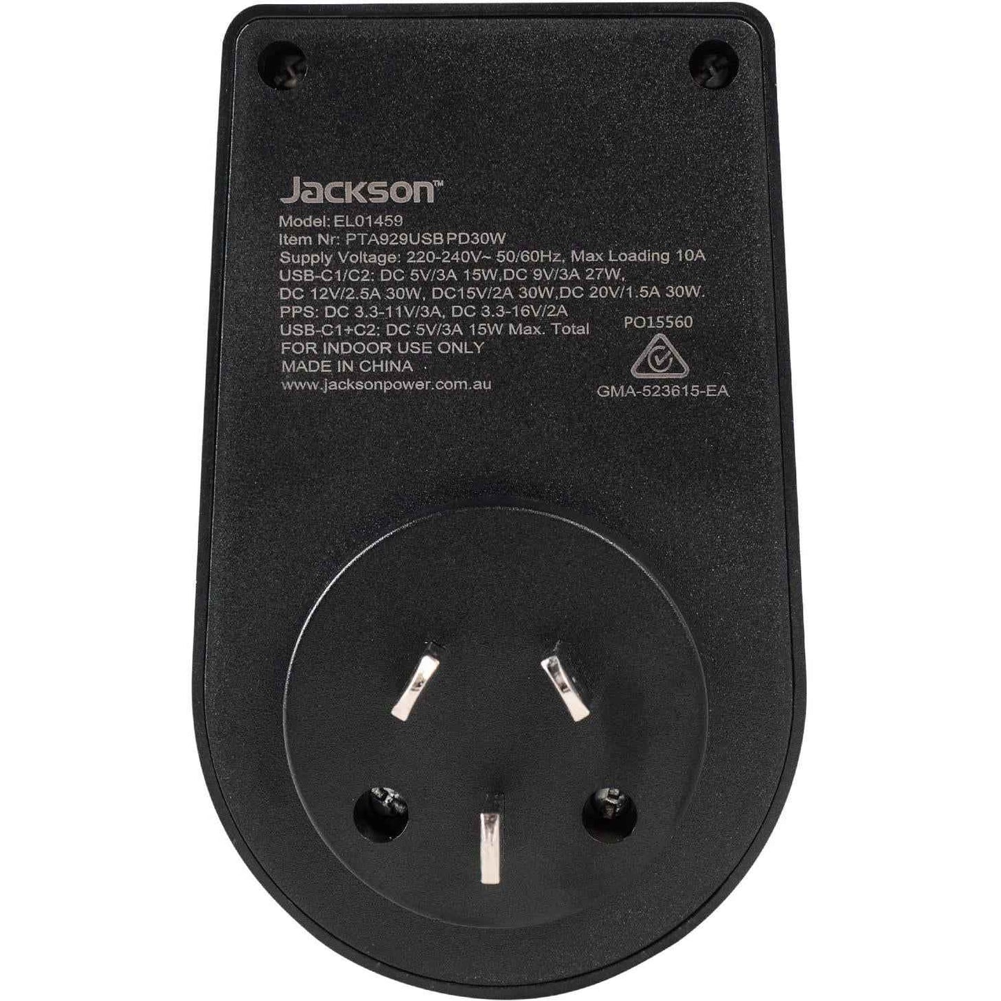 Jackson MOVE Rapid Charge PD30W USB-C Inbound Travel Adaptor