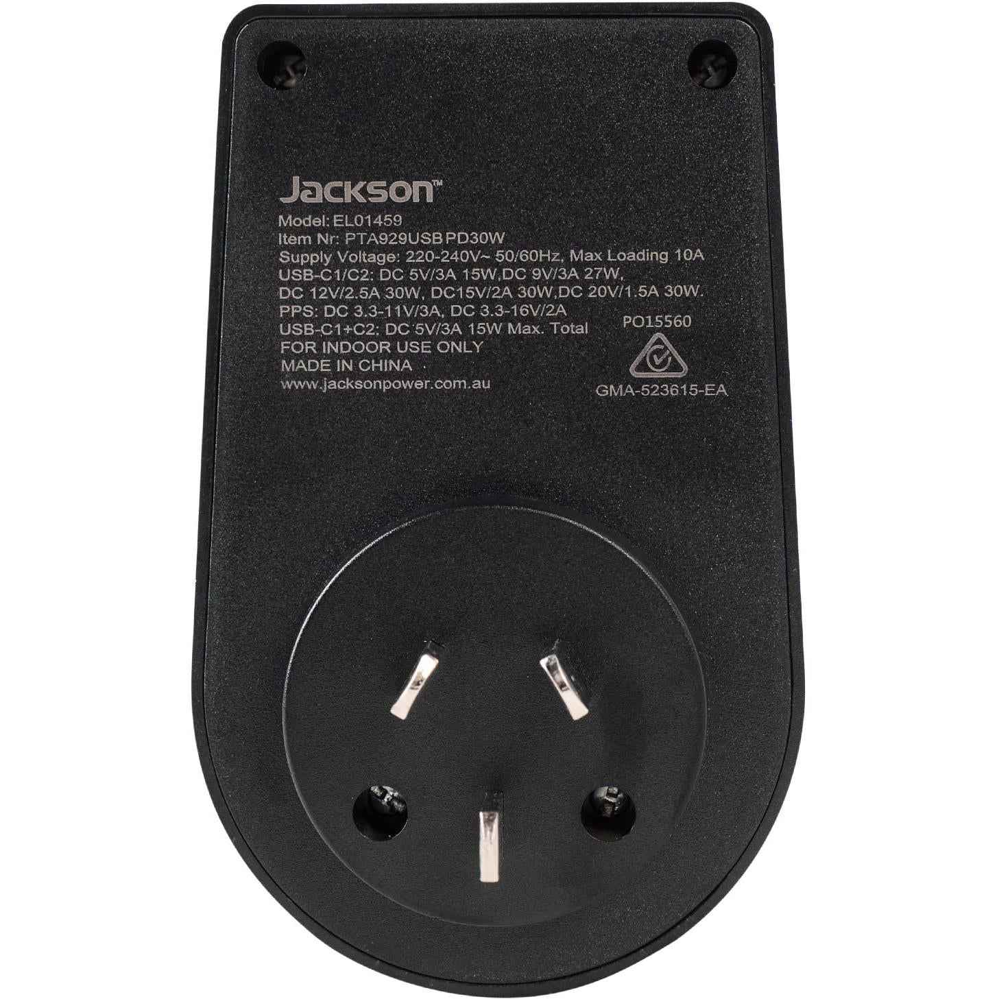 Jackson MOVE Rapid Charge PD30W USB-C Inbound Travel Adaptor