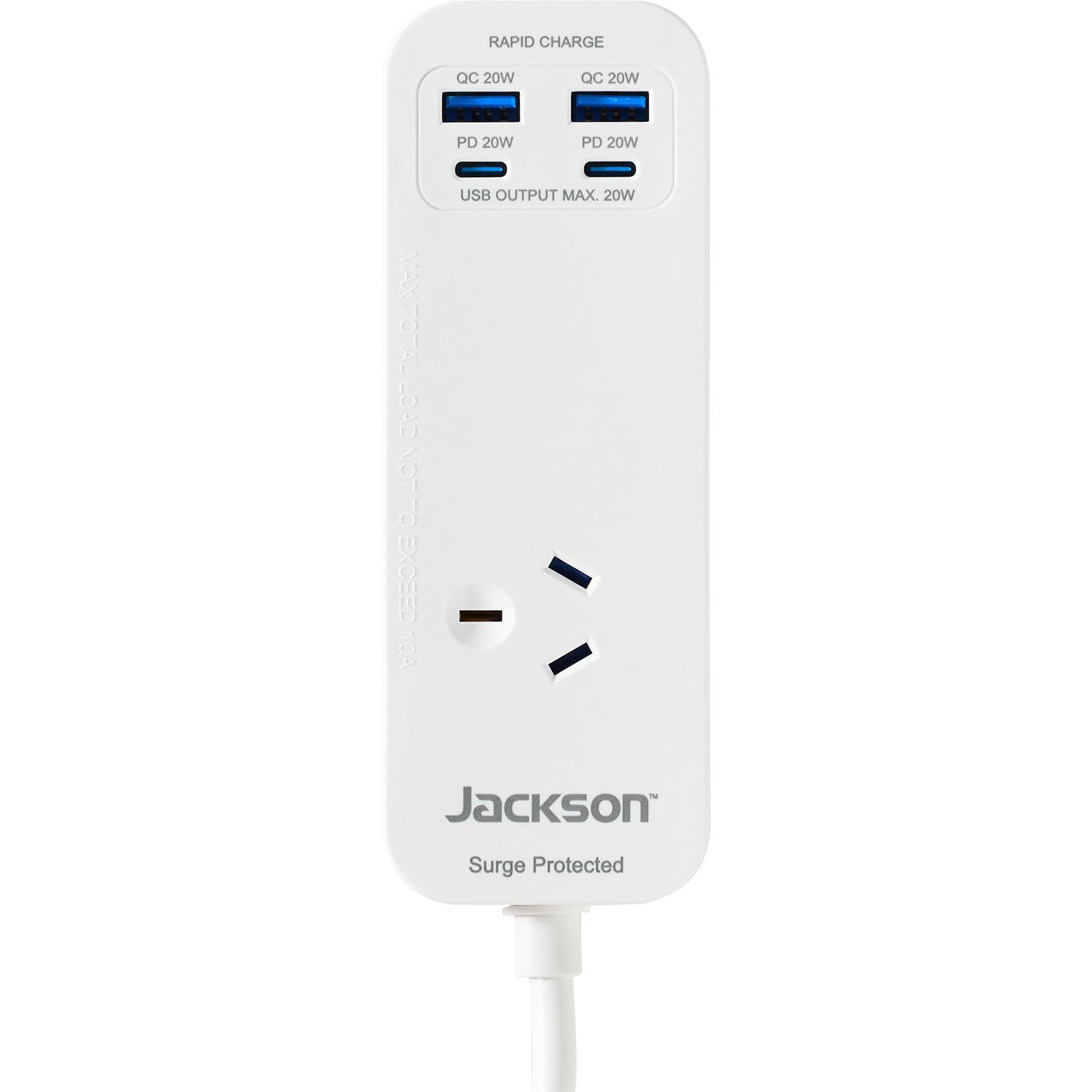 Jackson Rapid Charge PD20W USB-C & USB-A  Portable Powerboard (White)