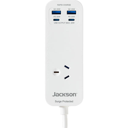 Jackson Rapid Charge PD20W USB-C & USB-A  Portable Powerboard (White)