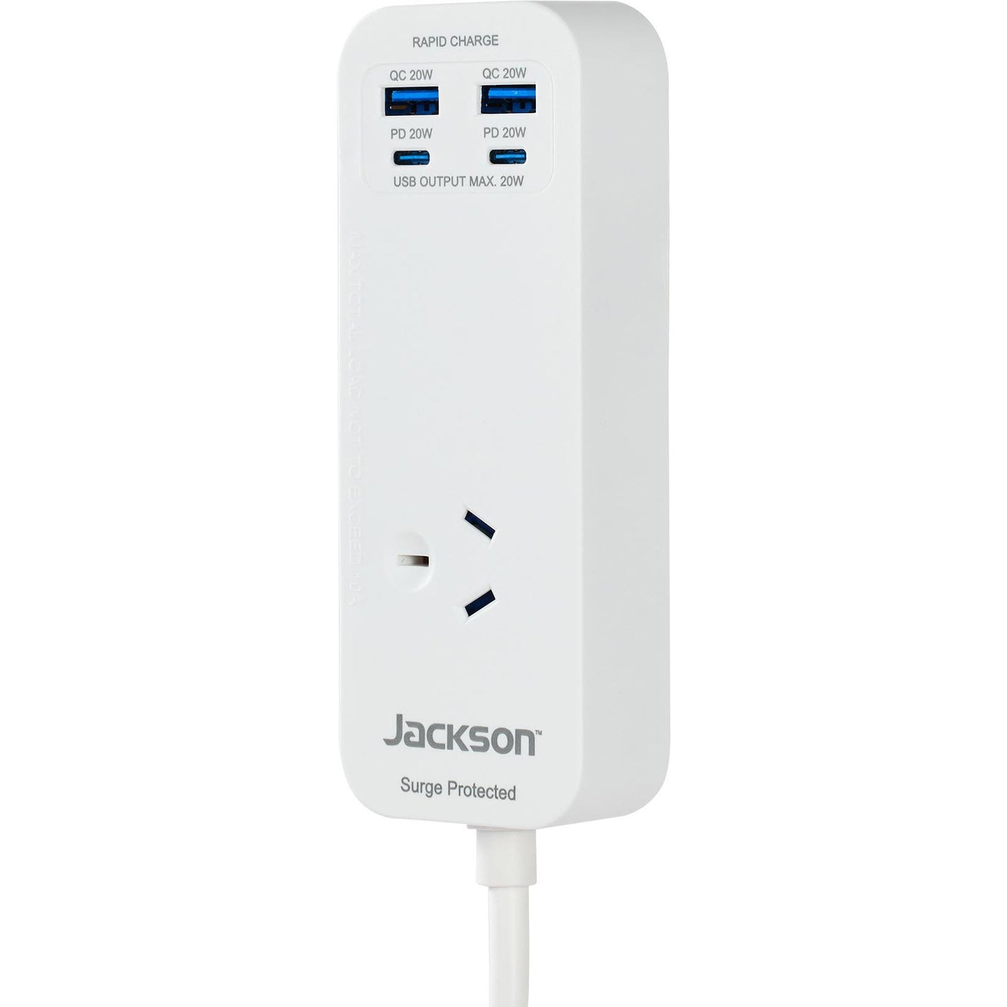 Jackson Rapid Charge PD20W USB-C & USB-A  Portable Powerboard (White)