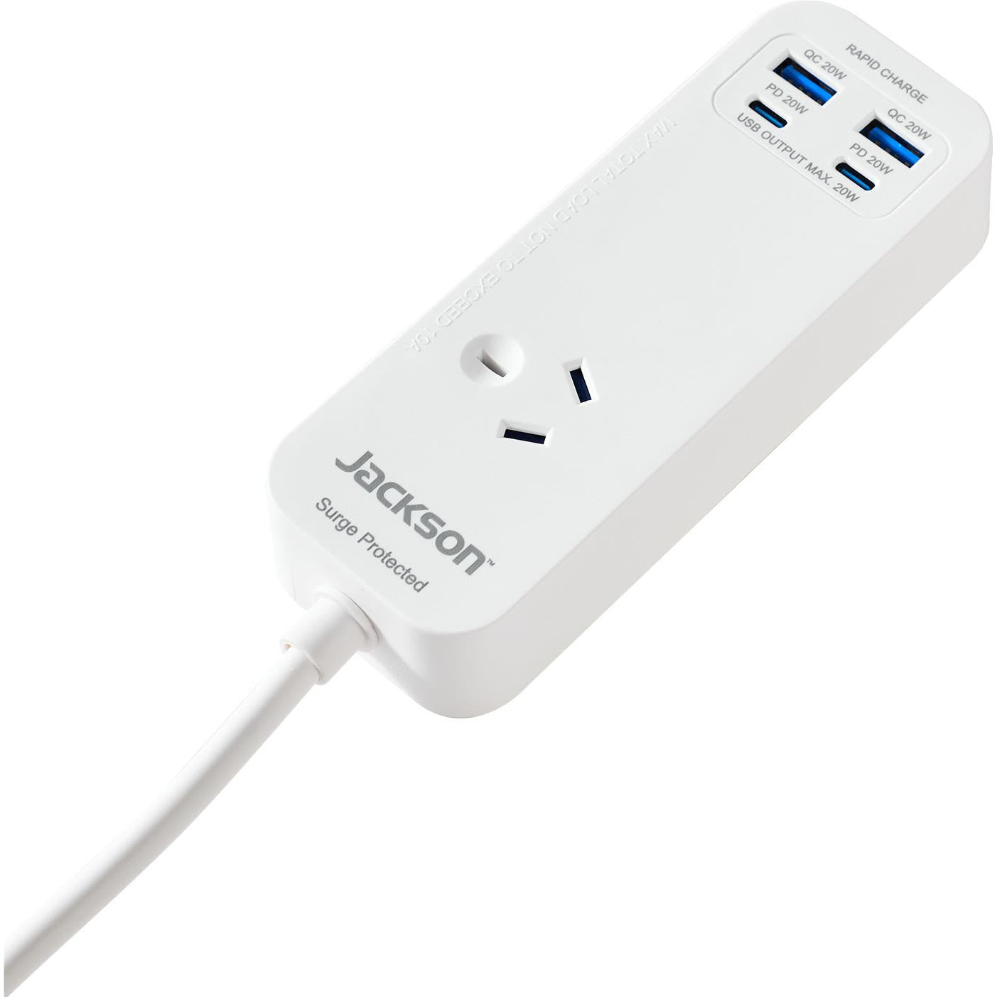 Jackson Rapid Charge PD20W USB-C & USB-A  Portable Powerboard (White)