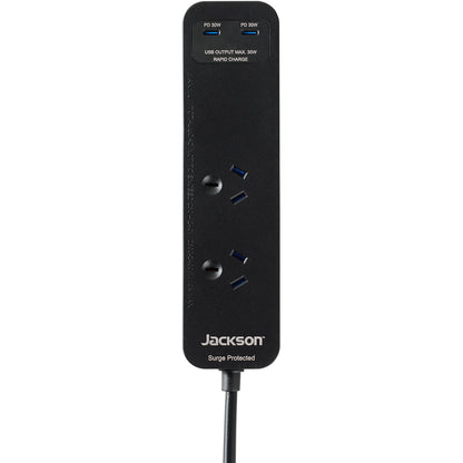Jackson Rapid Charge 30W USB-C Compact 2 Outlet Powerboard (Black)