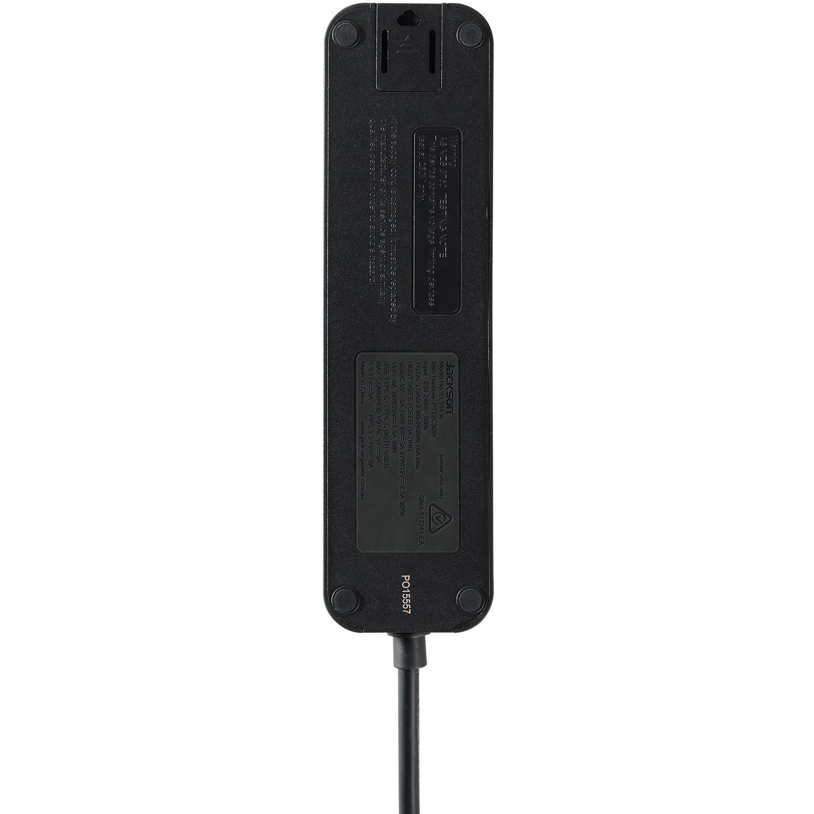 Jackson Rapid Charge 30W USB-C Compact 2 Outlet Powerboard (Black)