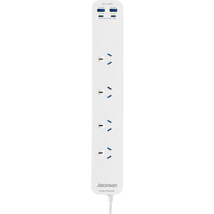 Jackson Rapid Charge 20W USB-A & USB-C 4 Outlet Powerboard (White)
