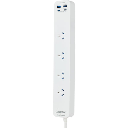 Jackson Rapid Charge 20W USB-A & USB-C 4 Outlet Powerboard (White)