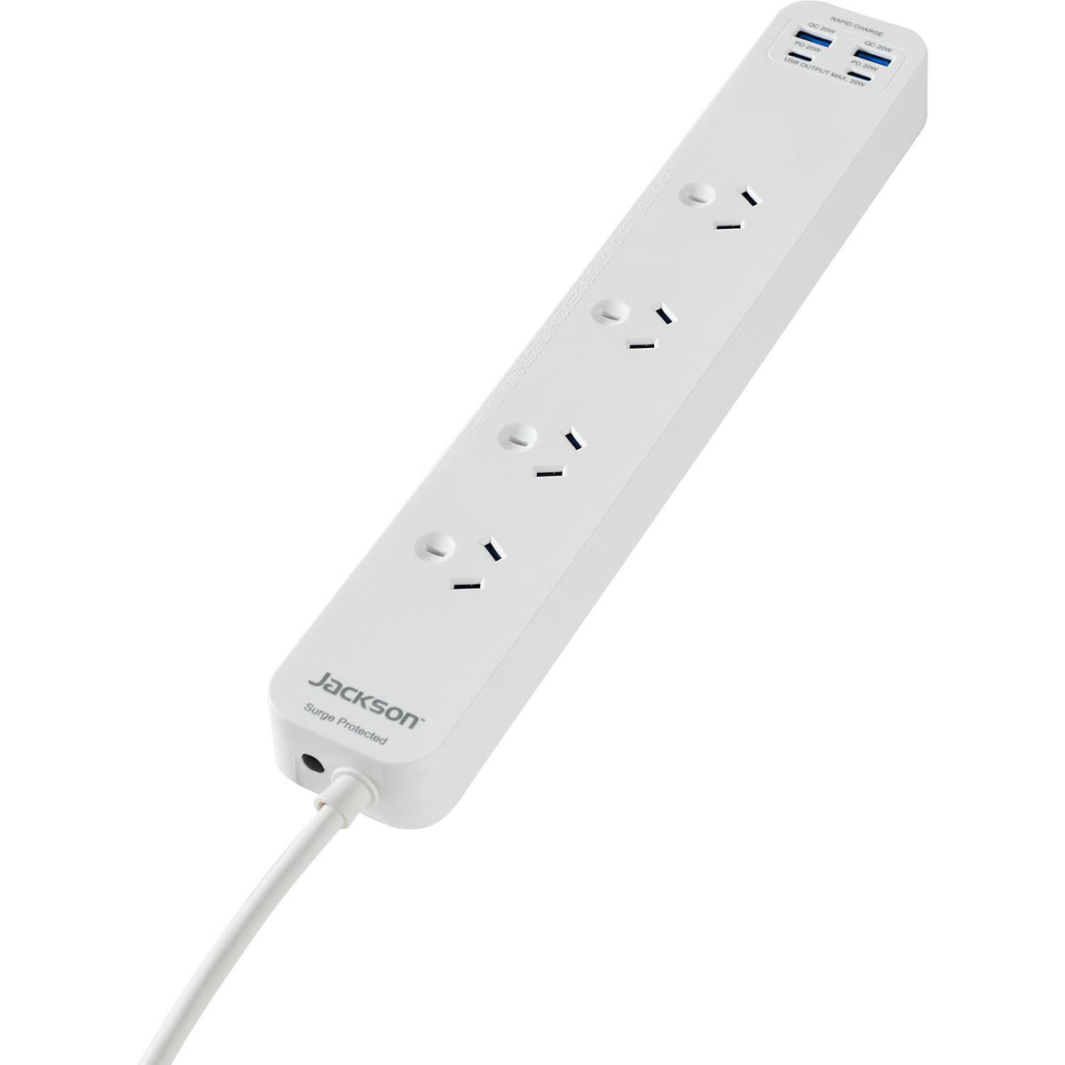 Jackson Rapid Charge 20W USB-A & USB-C 4 Outlet Powerboard (White)