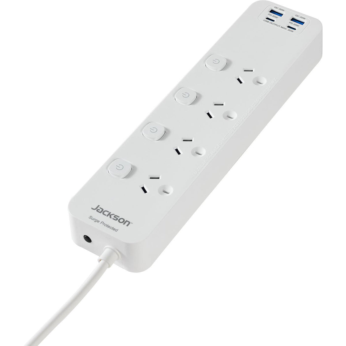 Jackson Rapid Charge PD20W USB-A & USB-C Switched 4 Outlet Powerboard