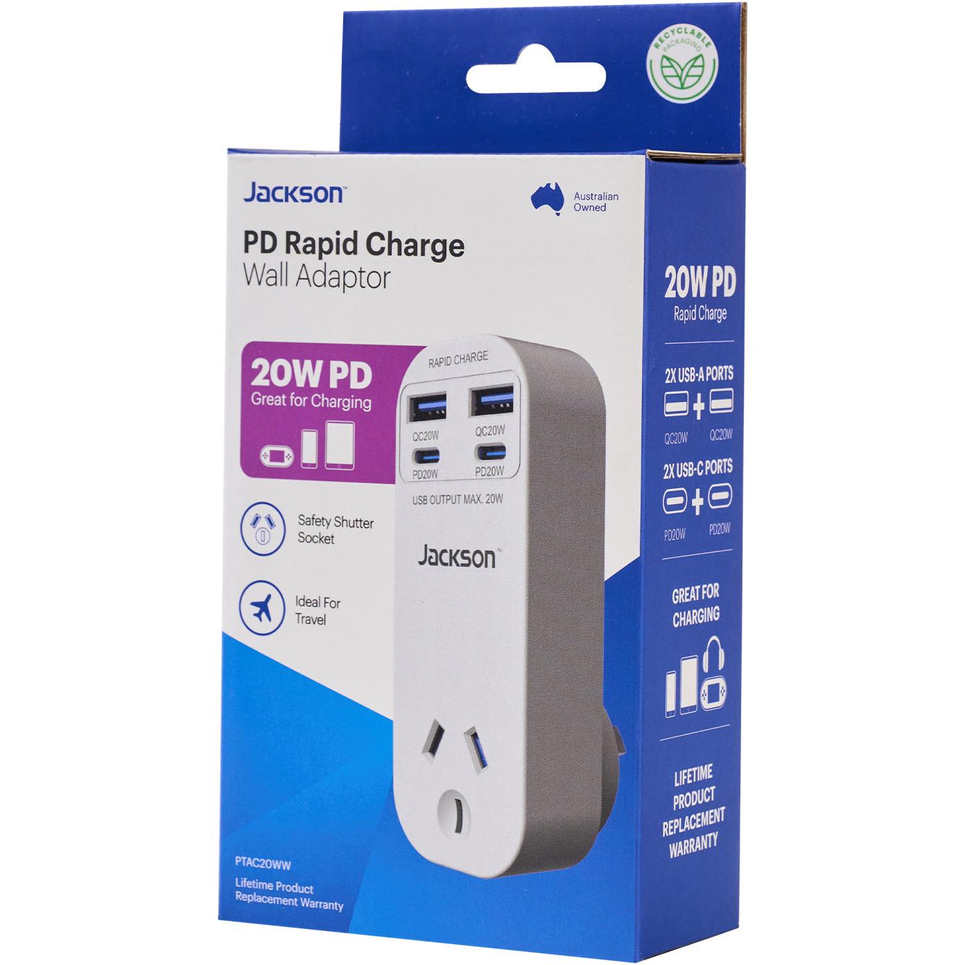Jackson Rapid Charge PD20W USB-C / USB-A Wall Adaptor