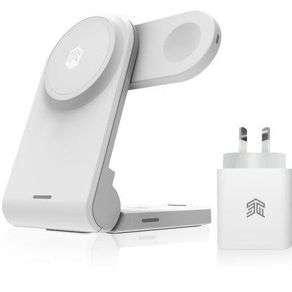 STM Charge Tree Magnetic Qi2 3-in-1 Portable Wireless Charging Stand (White)