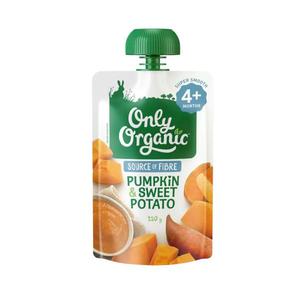 ONLY ORGANIC SWEET POTATO & PUMPKIN 4 MONTHS+ 120G
