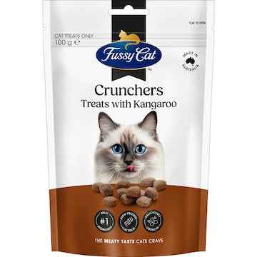 Fussy Cat Grain Free Crunchers Adult Cat Treats With Kangaroo 100g