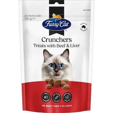 Fussy Cat Grain Free Crunchers Adult Cat Treats With Beef & Liver 100g