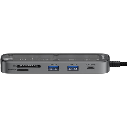 Bonelk Vision Long-Life USB-C to 6-in-1 w/Card Reader Multiport Hub (SG/Clear)