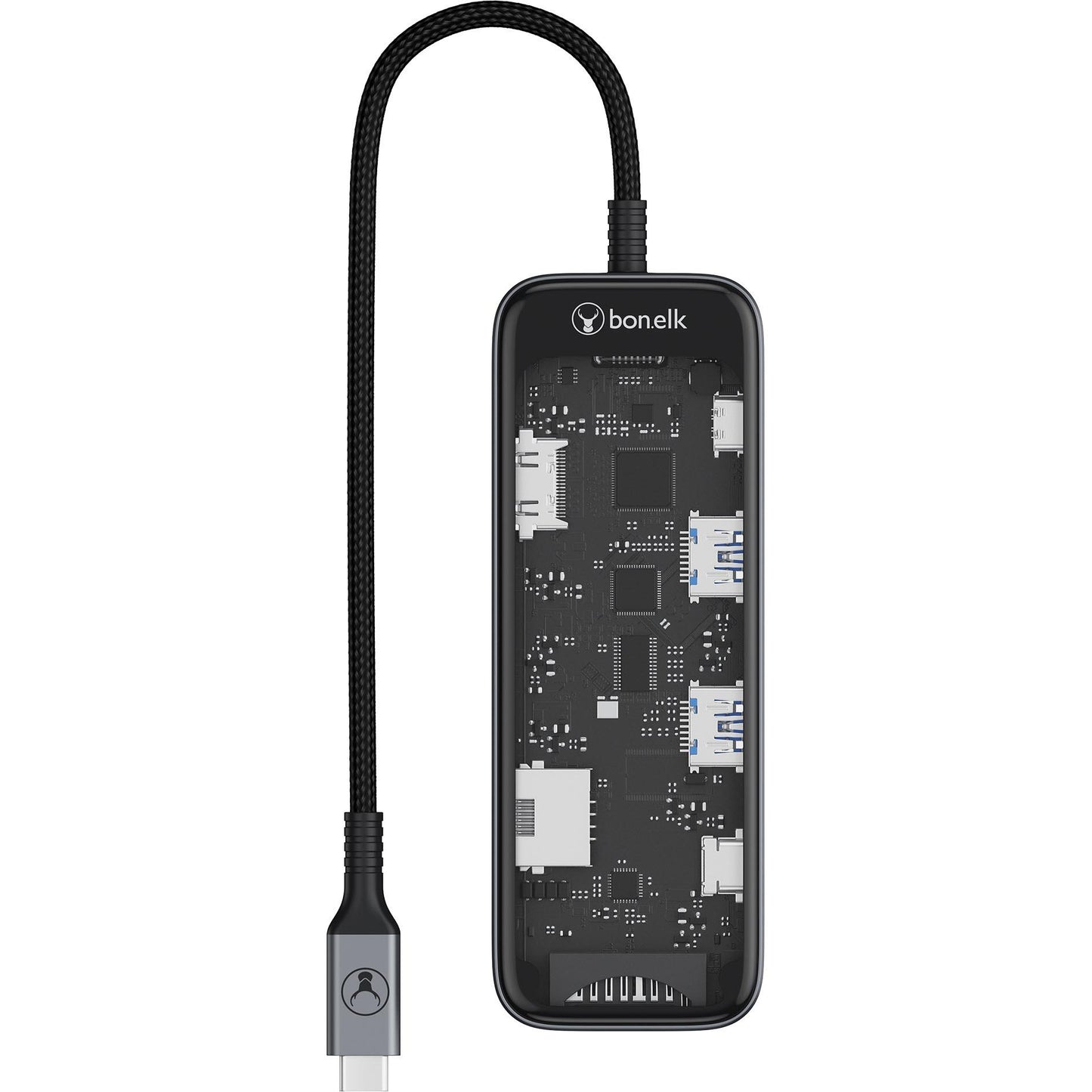 Bonelk Vision Long-Life USB-C to 8-in-1 Multiport Hub (SG/Clear)