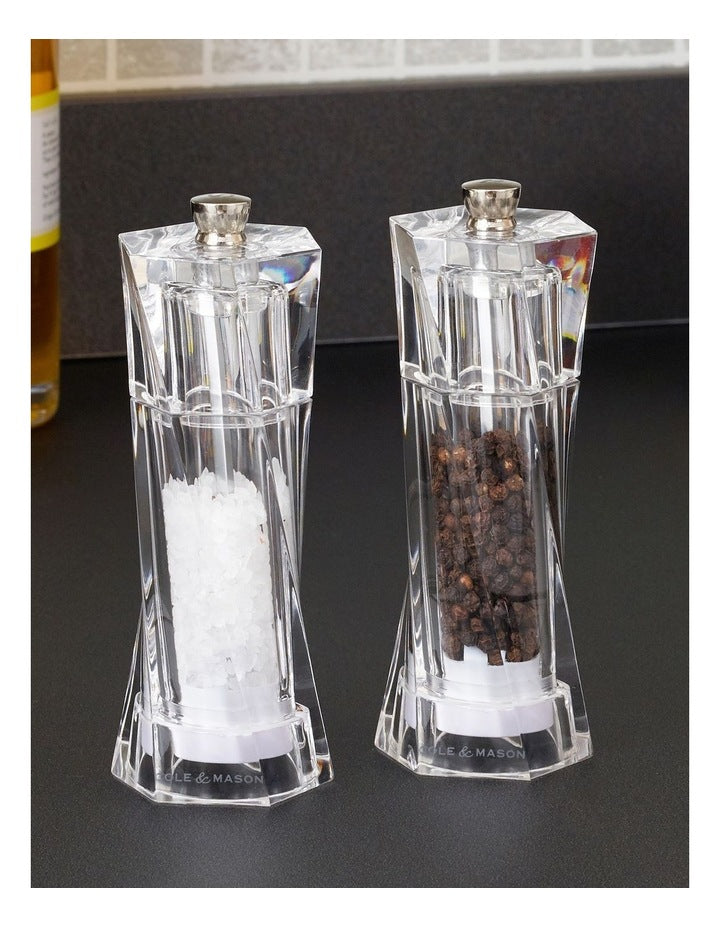 Aldeburgh Salt & Pepper Mill Set 14cm in Clear