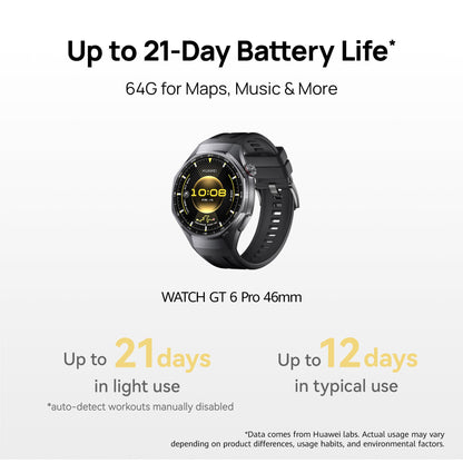 Huawei Watch GT 6 Pro 46mm (Black Fluoroelastomer Strap)