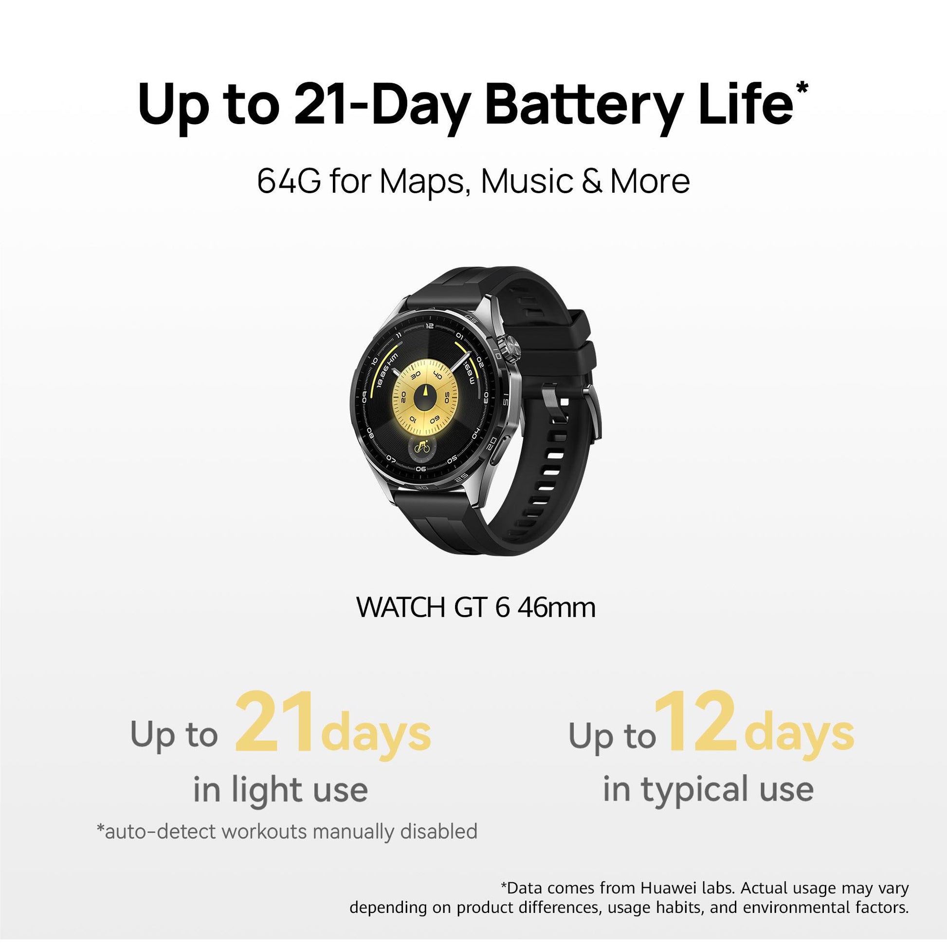 Huawei Watch GT 6 46mm (Black Fluoroelastomer Strap)
