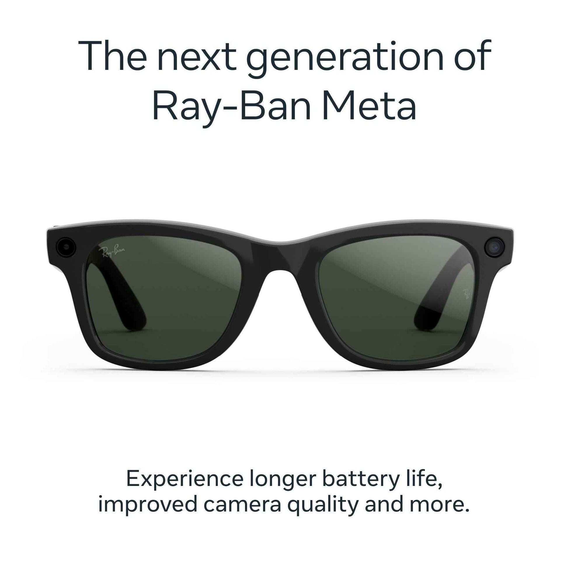 Ray-Ban | Meta Wayfarer Large Gen 2 AI Glasses (Shiny Black/Transitions Green Graphite)