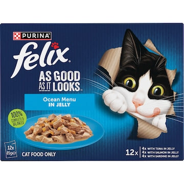 Felix As Good As It Looks Ocean Menus In Jelly Wet Cat Food 85g x 12 pack