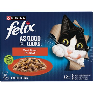 Felix As Good As It Looks Meat Menus In Jelly Wet Cat Food 85g x 12 pack