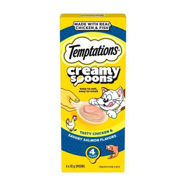 Creamy Spoons Tasty Chicken & Savory Salmon Flavors Cat Treat 4x10g