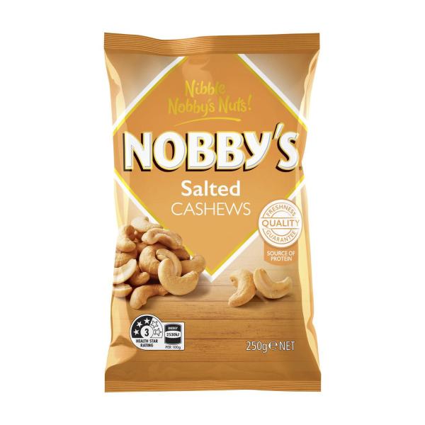 NOBBYS NUTS CASHEWS SALTED 250G