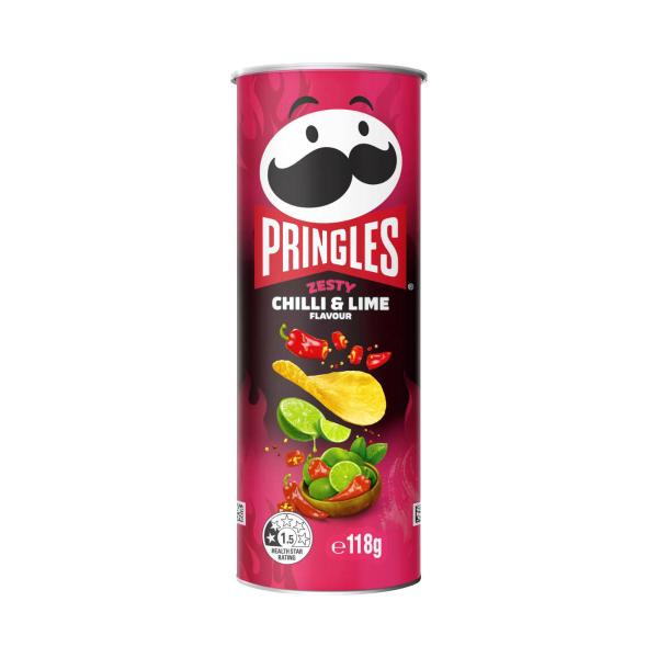 PRINGLES POTATO CHIPS ZESTY CHILLI & LI:.:118 GRAM
