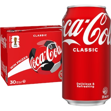 Coca-Cola Classic  Soft Drink Multipack Cans 375mL x 30 pack