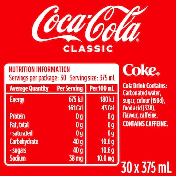 Coca-Cola Classic  Soft Drink Multipack Cans 375mL x 30 pack