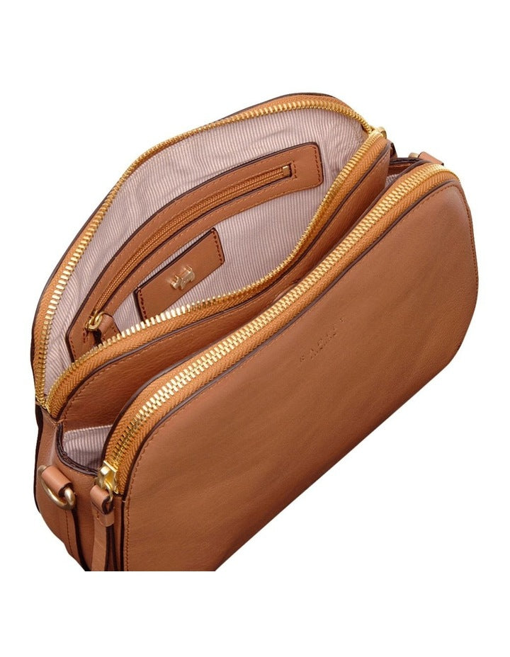 Dukes Place Medium Zip Top Crossbody Bag in Dark Butter