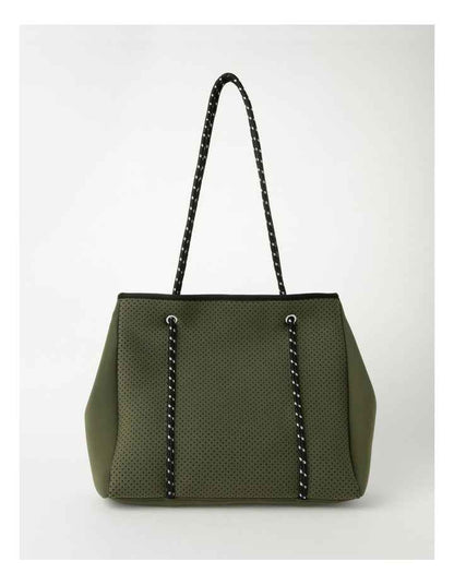 Positano Khaki Zip Top Tote Bag