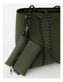 Positano Khaki Zip Top Tote Bag