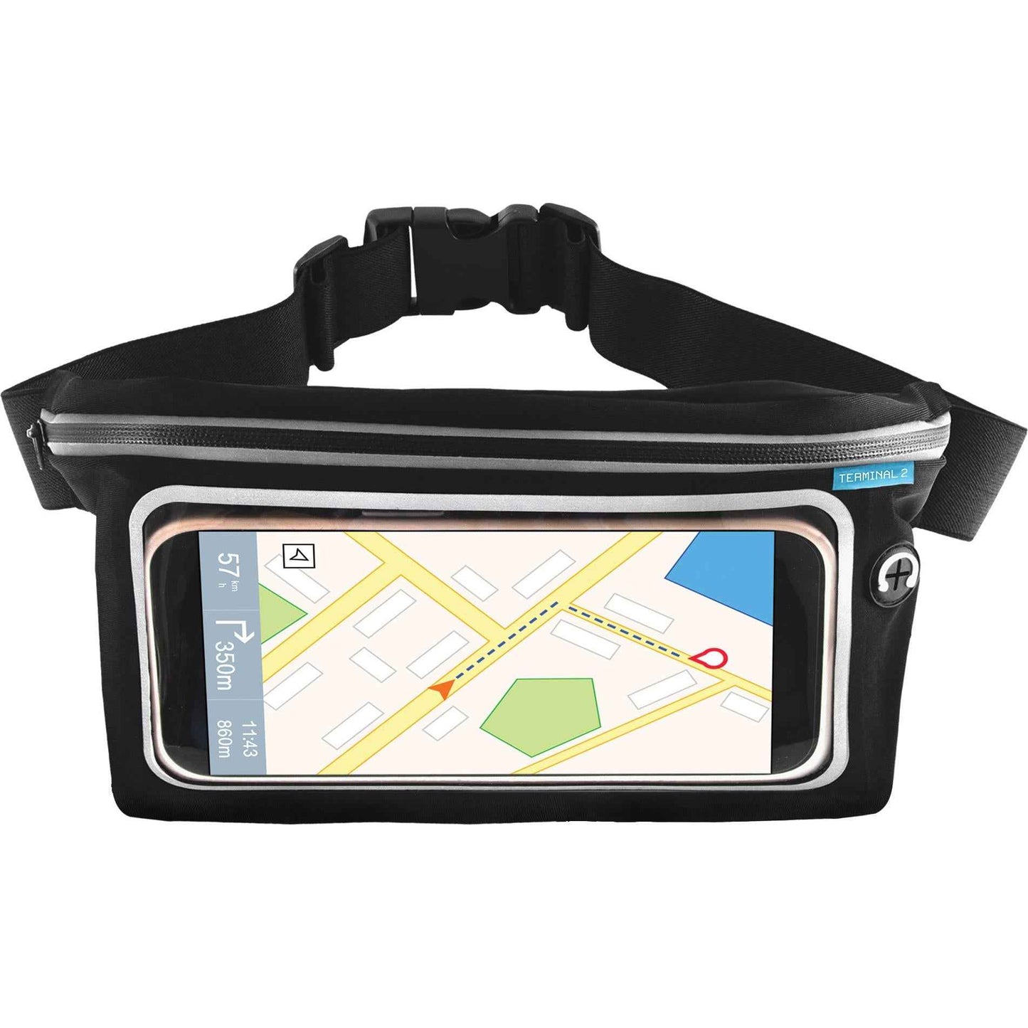 Terminal 2 Waist Bag Black with Clear Pocket (Black)