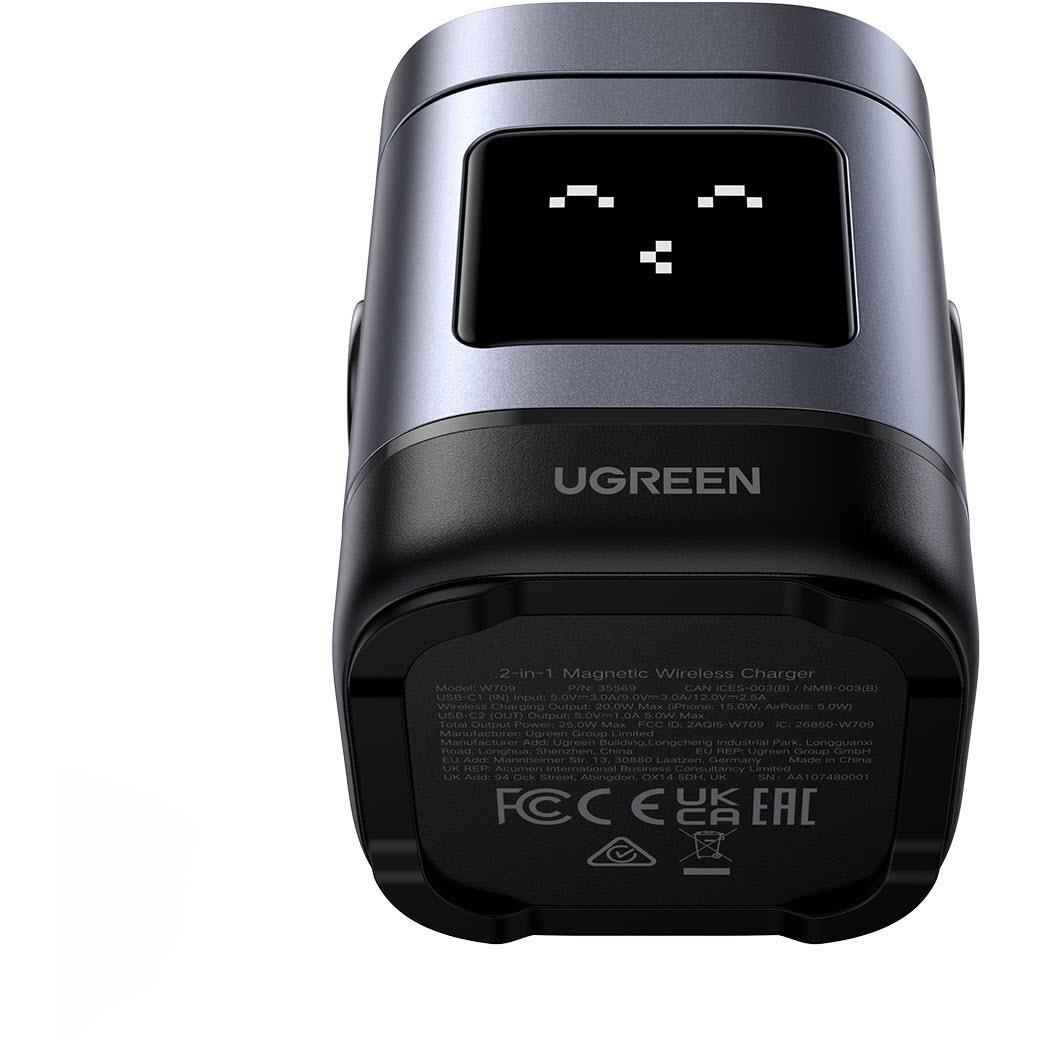 UGREEN UNO 2-in-1 Qi2 15W Wireless Charger (Grey)
