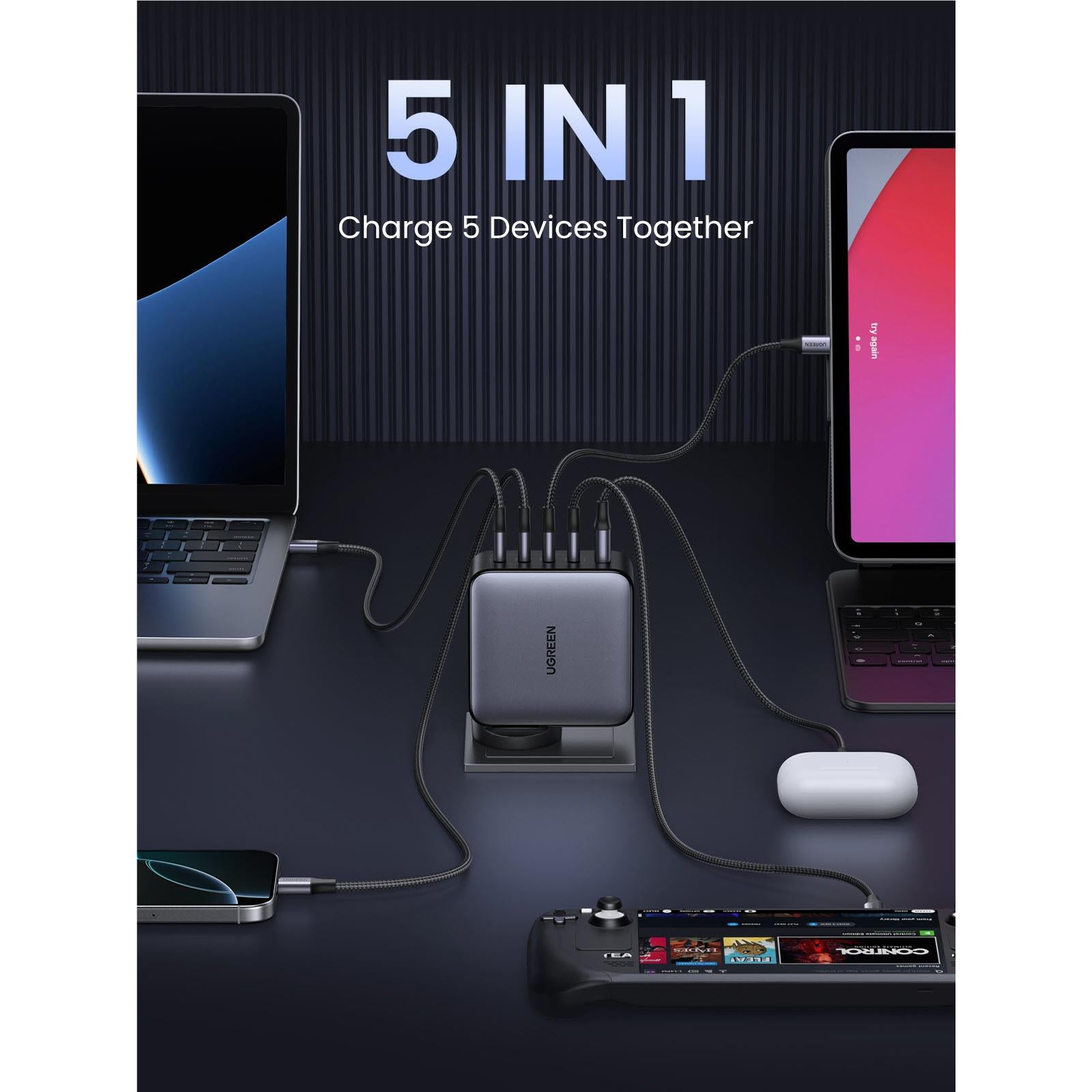 UGREEN Nexode 100W 5-Port GaN Fast Charger (Grey)