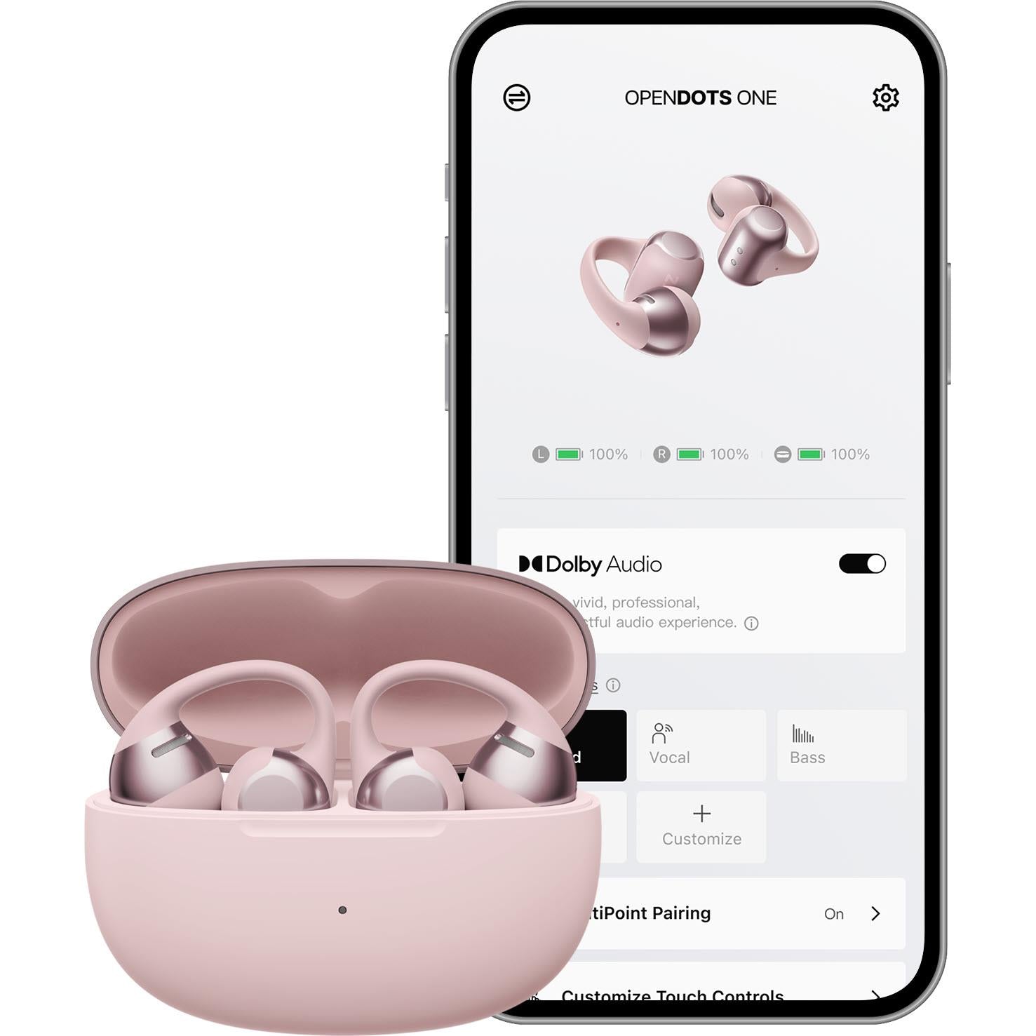 Shokz OpenDots One Open-Ear TWS Earbuds (Pink)