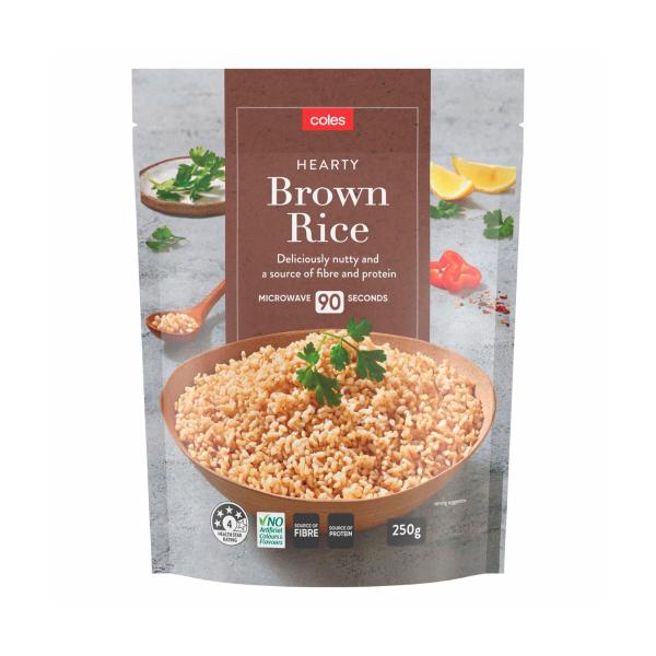 COLES MICROWAVE RICE:BROWN:.:250 GRAM