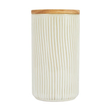 Large White Linear Glazed Canister