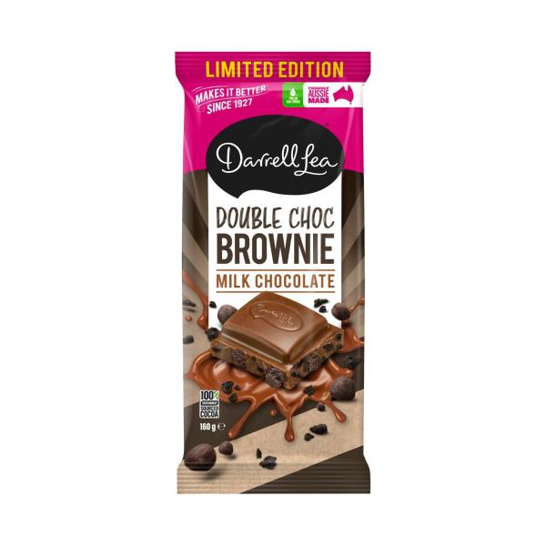 DARRELL LEA MILK CHOCOLATE DOUBLE CHOC BROWNIE 160G