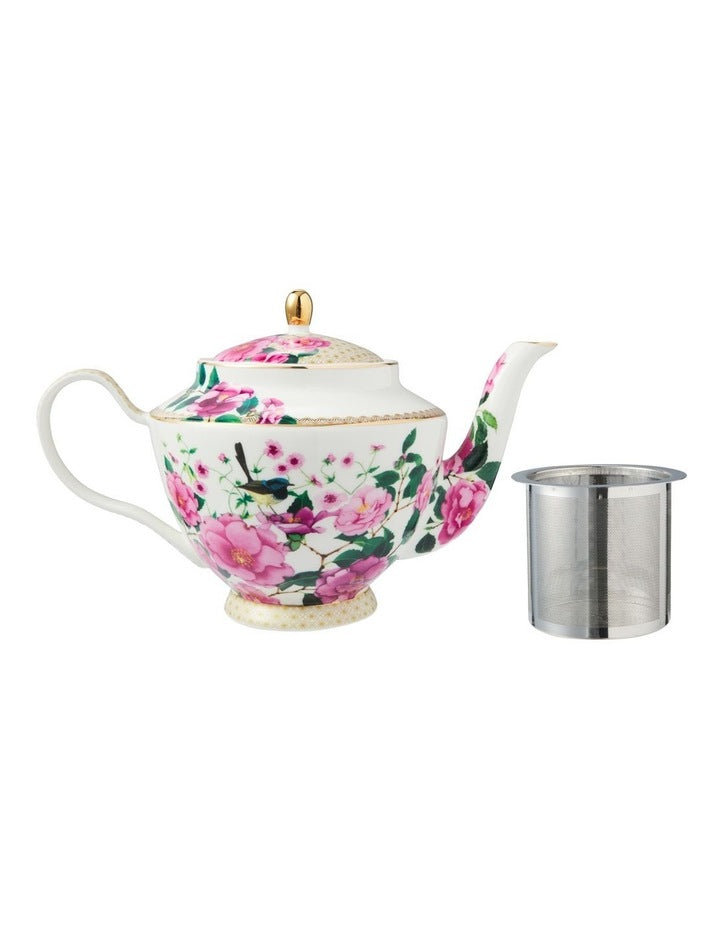 Teas and C's Silk Road Teapot With Infuser 1L Gift Boxed in White