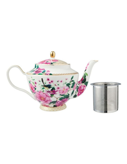 Teas and C's Silk Road Teapot With Infuser 1L Gift Boxed in White