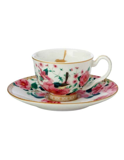 Teas & C's Silk Road Demi Cup & Saucer 85ml Set of 2 Gift Boxed in White