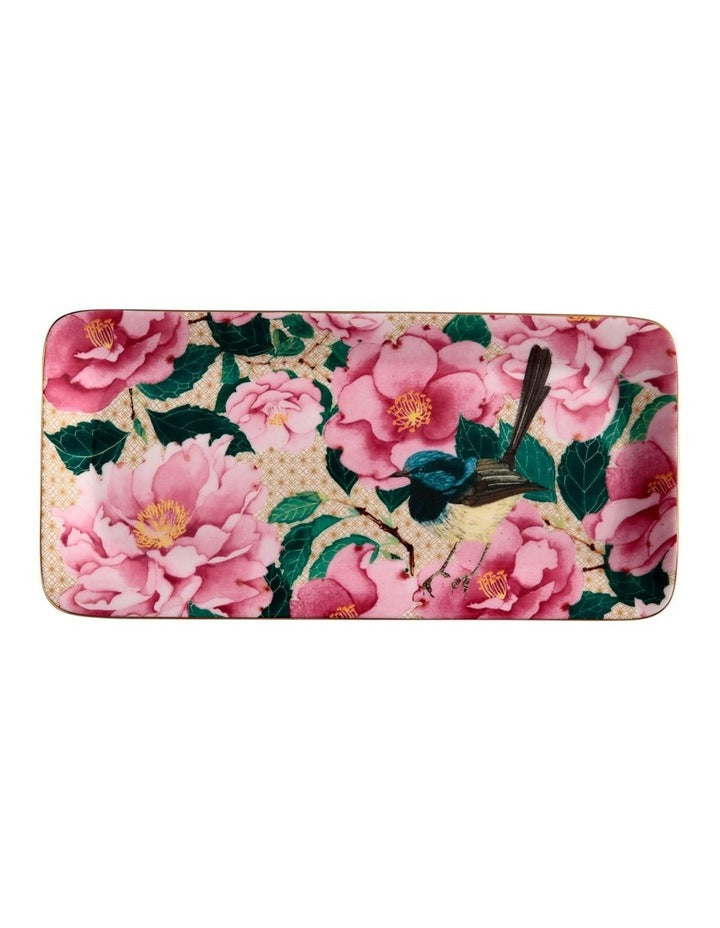 Teas & C's Silk Road Rectangle Platter 25x12cm Gift Boxed in White