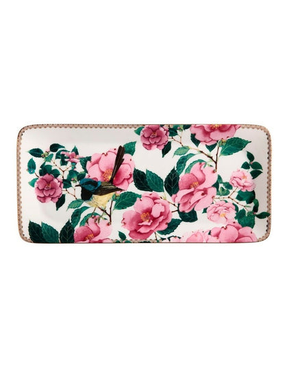 Teas & C's Silk Road Rectangle Platter 33x15.5cm Gift Boxed in White