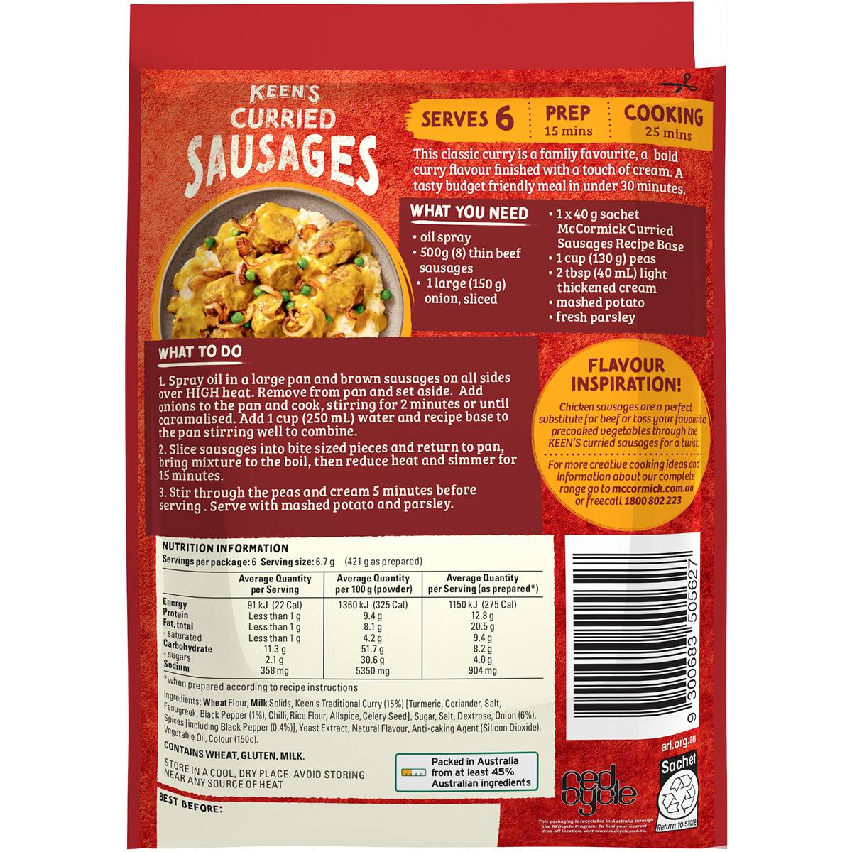 McCormicks Keens Curried Sausages 40g