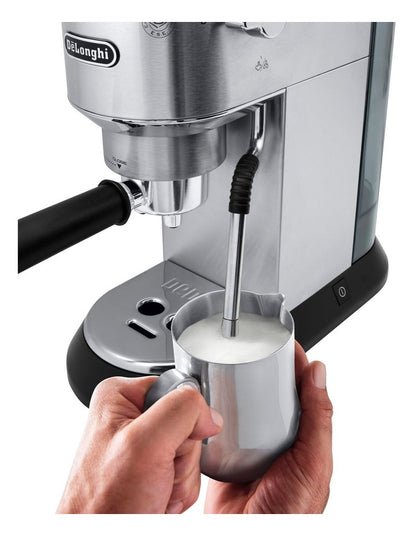 Dedica Arte Manual Pump Coffee Machine in Silver EC885M