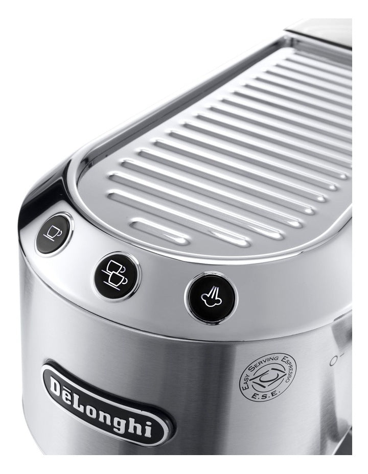 Dedica Arte Manual Pump Coffee Machine in Silver EC885M