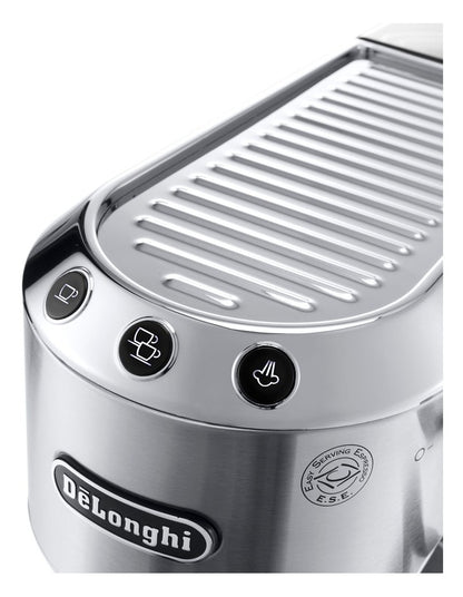 Dedica Arte Manual Pump Coffee Machine in Silver EC885M